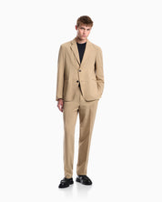 Seersucker trousers with down and feather padding