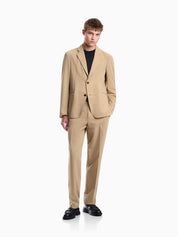 Seersucker trousers with down and feather padding