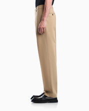 Seersucker trousers with down and feather padding