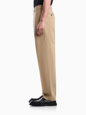 Seersucker trousers with down and feather padding