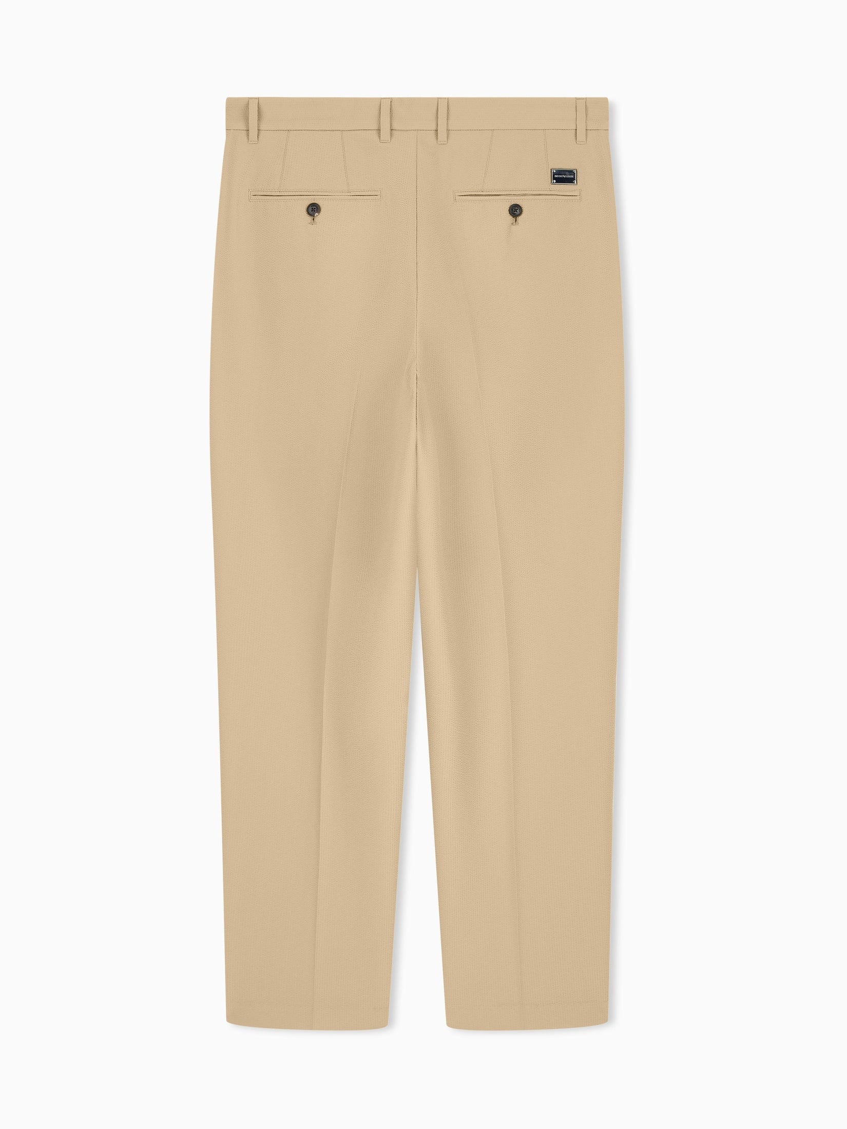 Seersucker trousers with down and feather padding