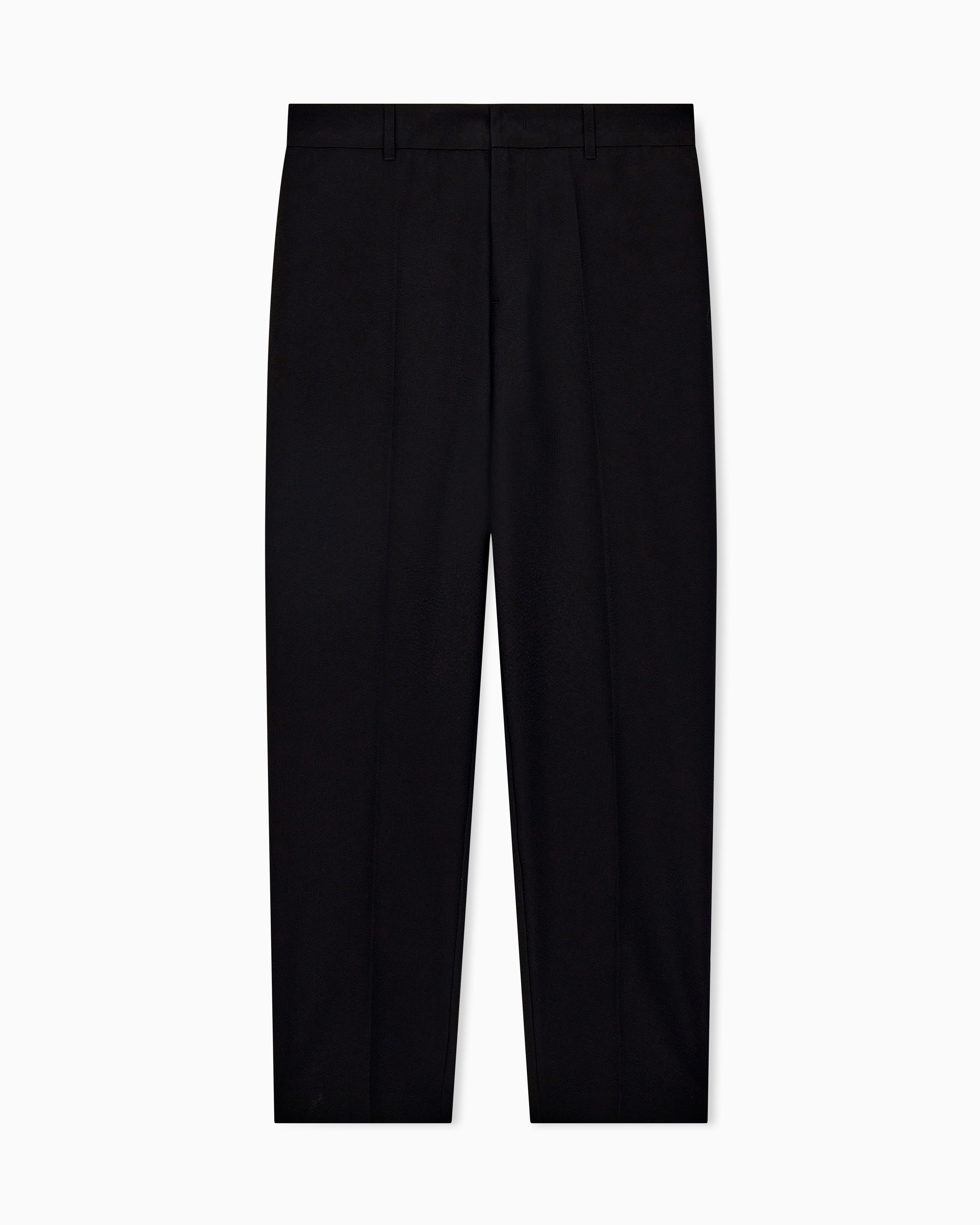Seersucker trousers with down and feather padding