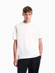 Jersey T-shirt with micro eagle embroidery