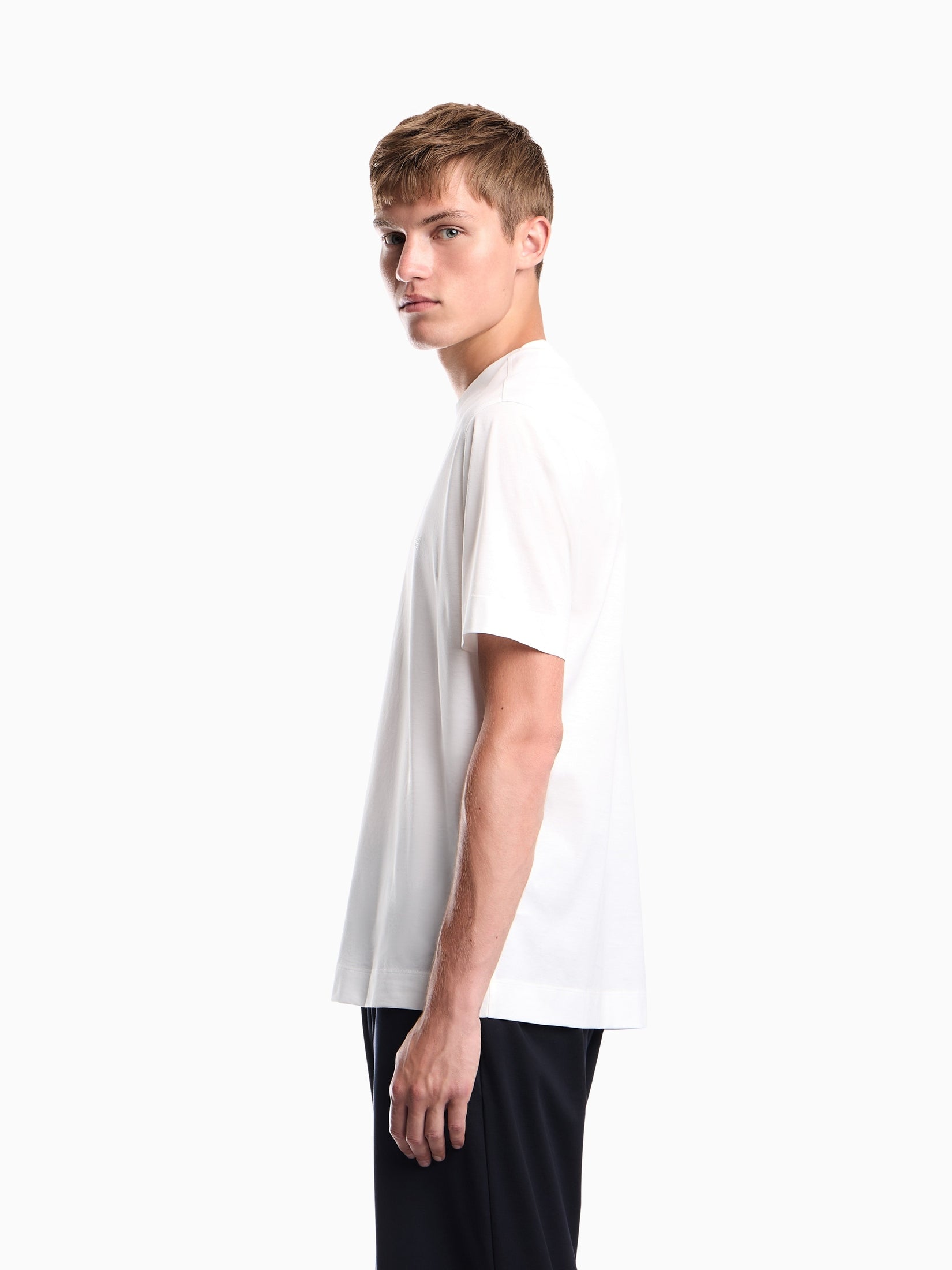 Jersey T-shirt with micro eagle embroidery