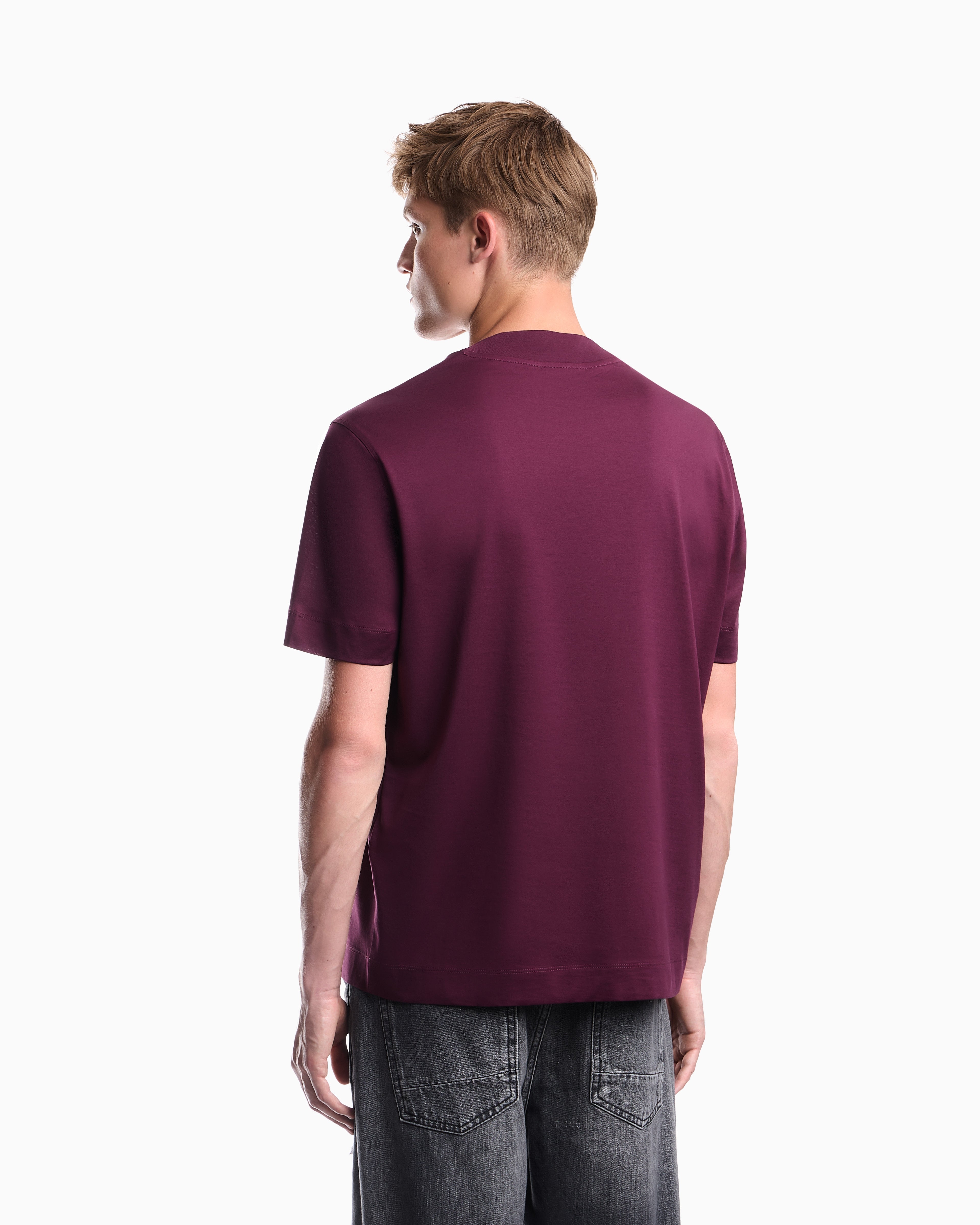 Jersey T-shirt with micro eagle embroidery
