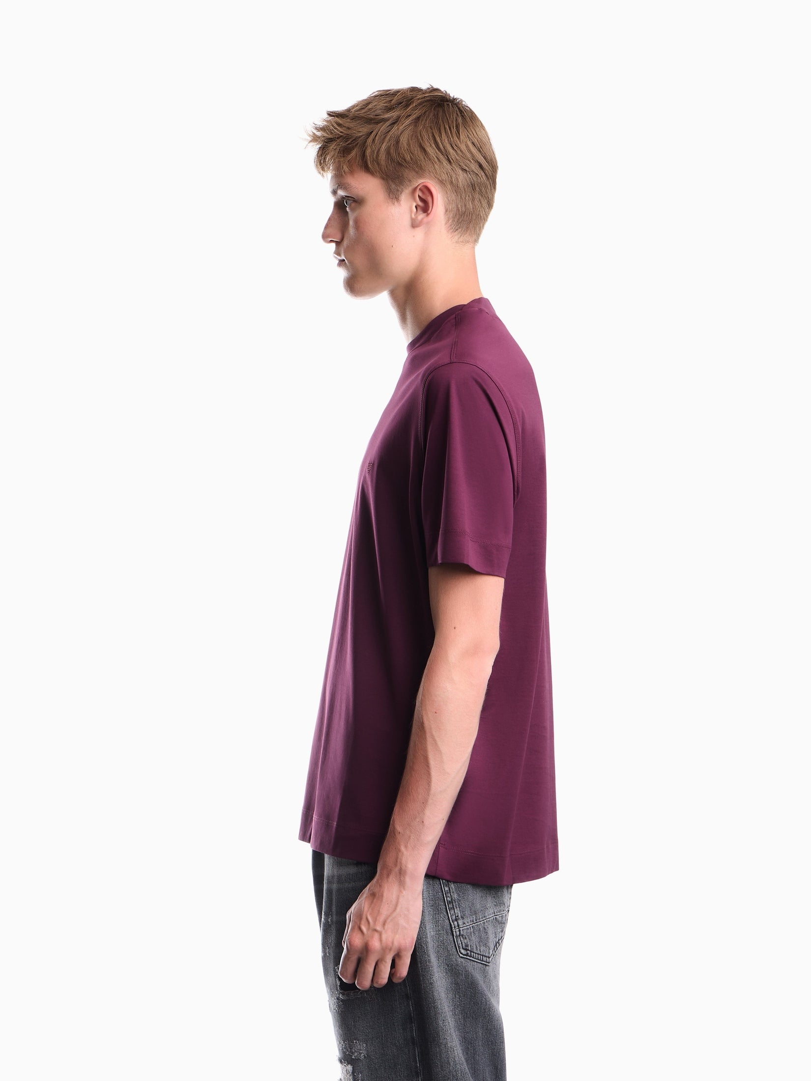 Jersey T-shirt with micro eagle embroidery