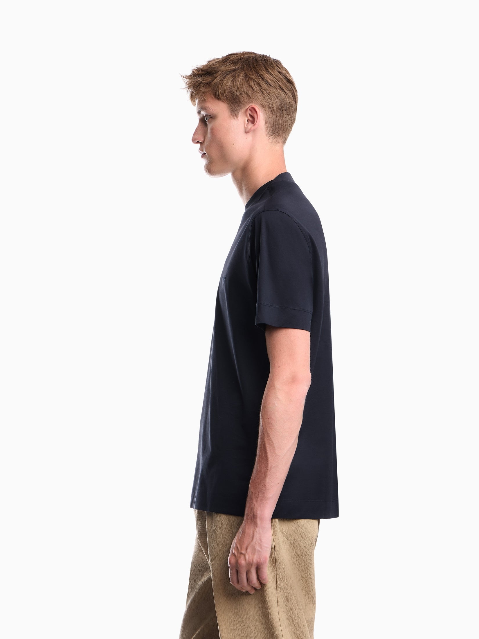 Jersey T-shirt with micro eagle embroidery