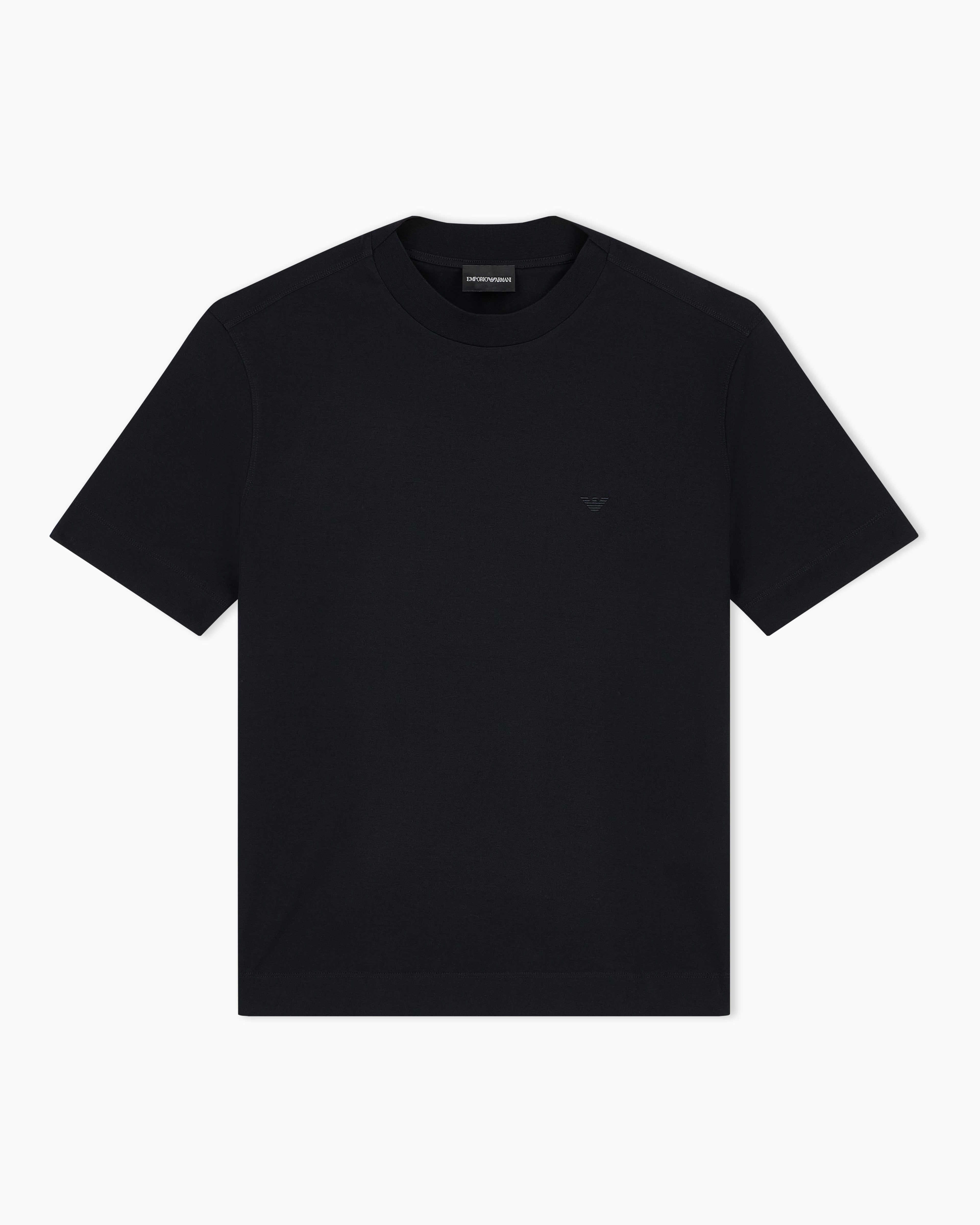 Jersey T-shirt with micro eagle embroidery
