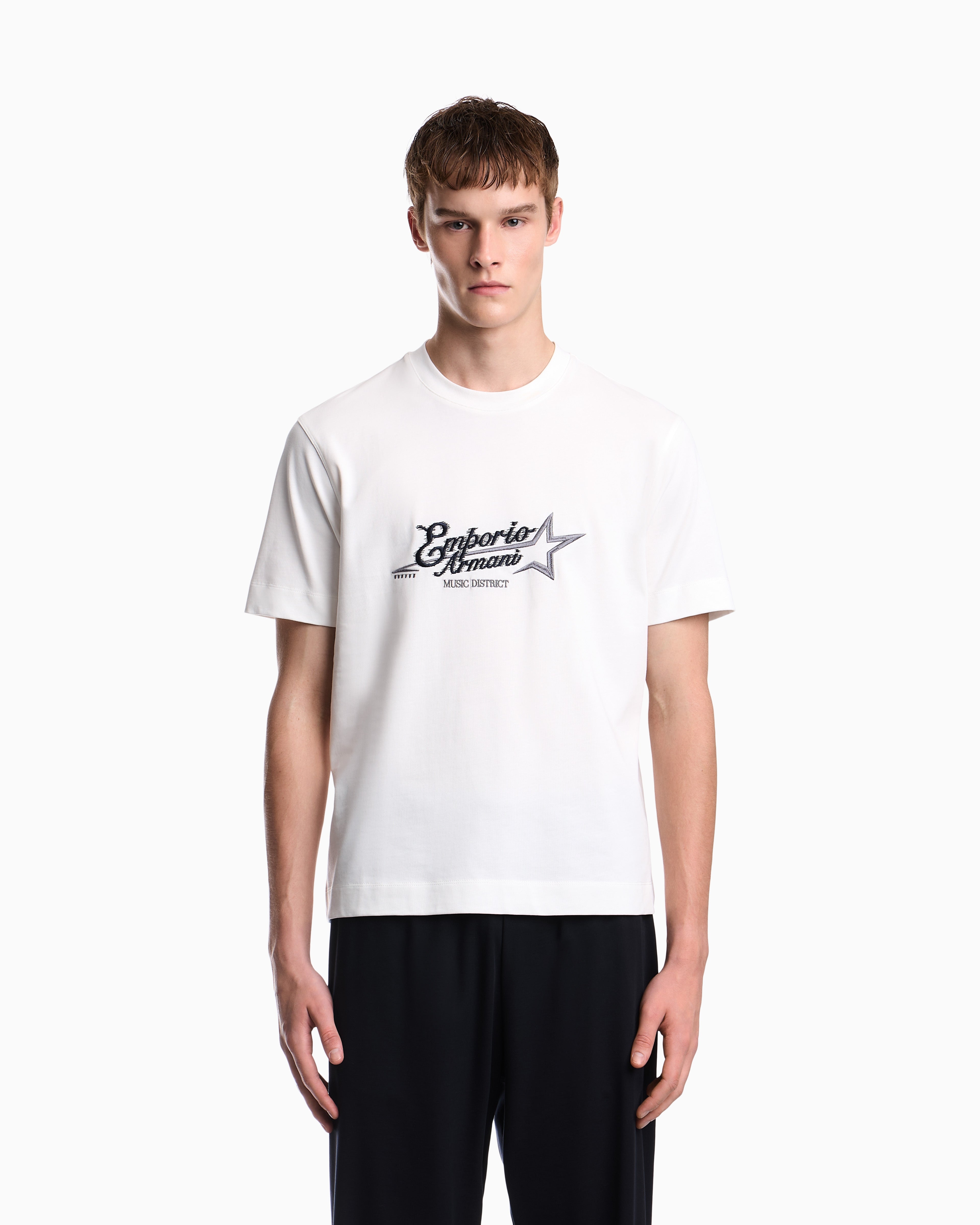 Heavy jersey T-shirt with embroidered logo