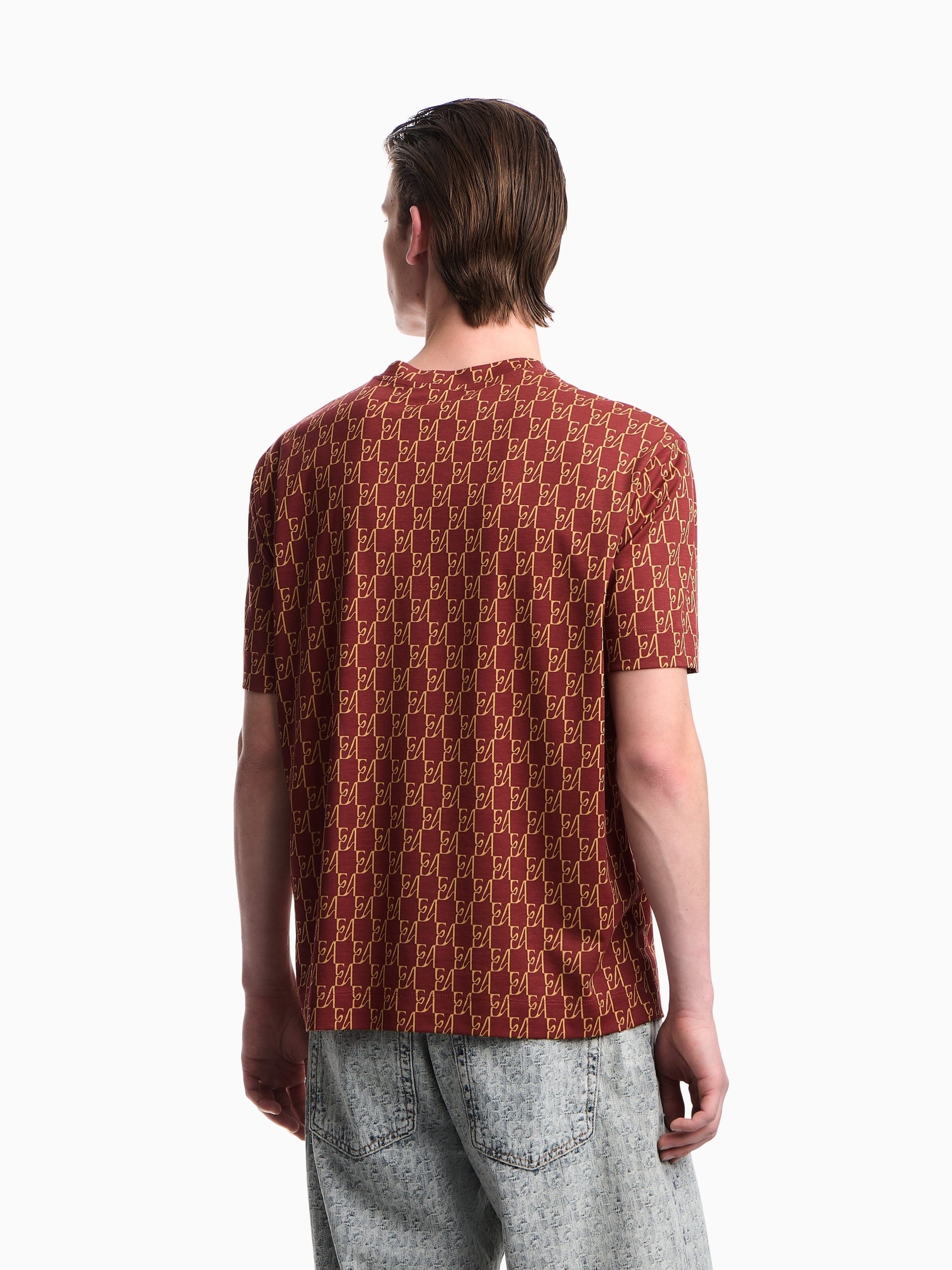 Jersey T-shirt in lyocell blend with all-over logo print