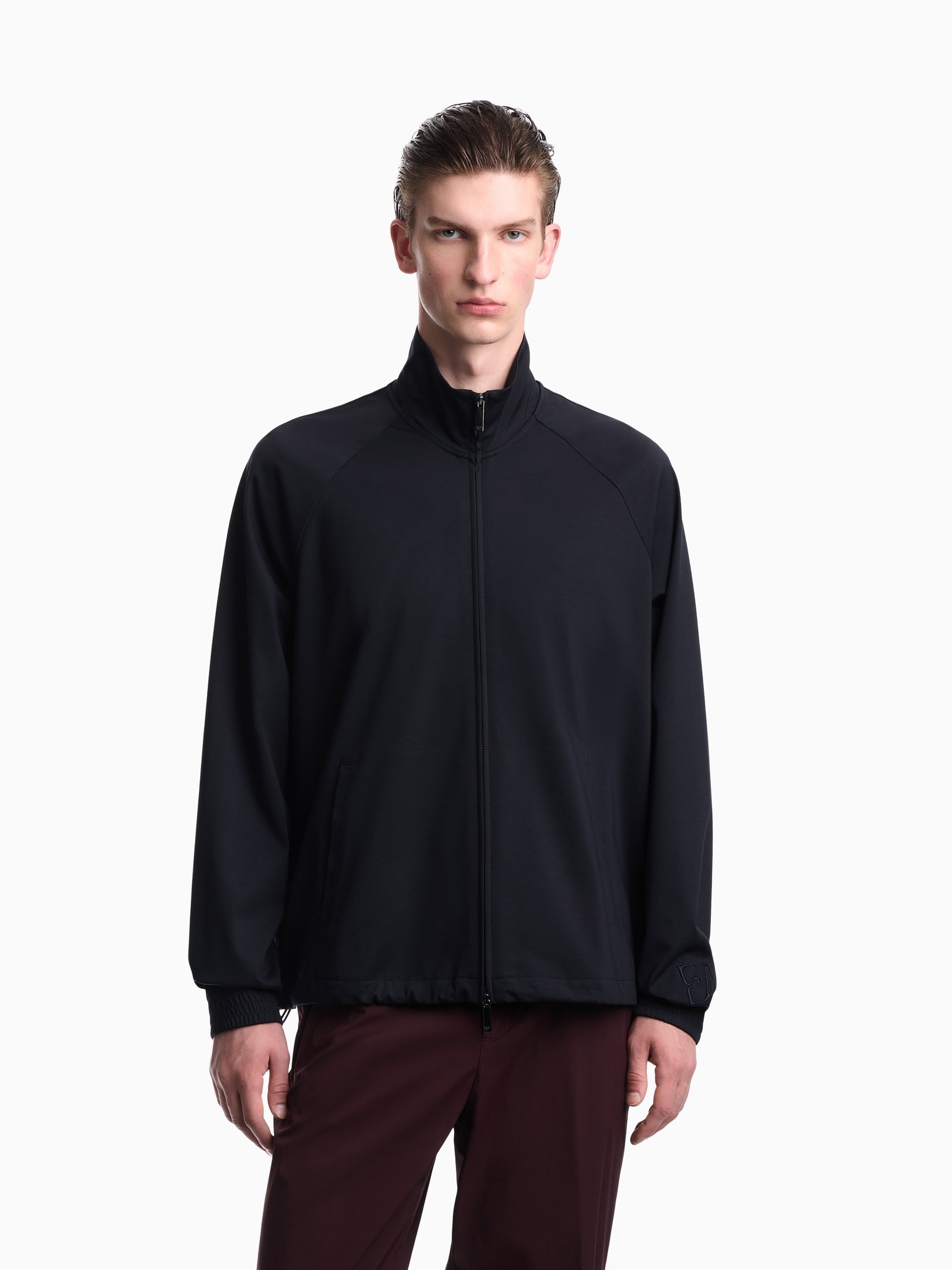 Full-zip sweatshirt in lyocell blend interlock jersey