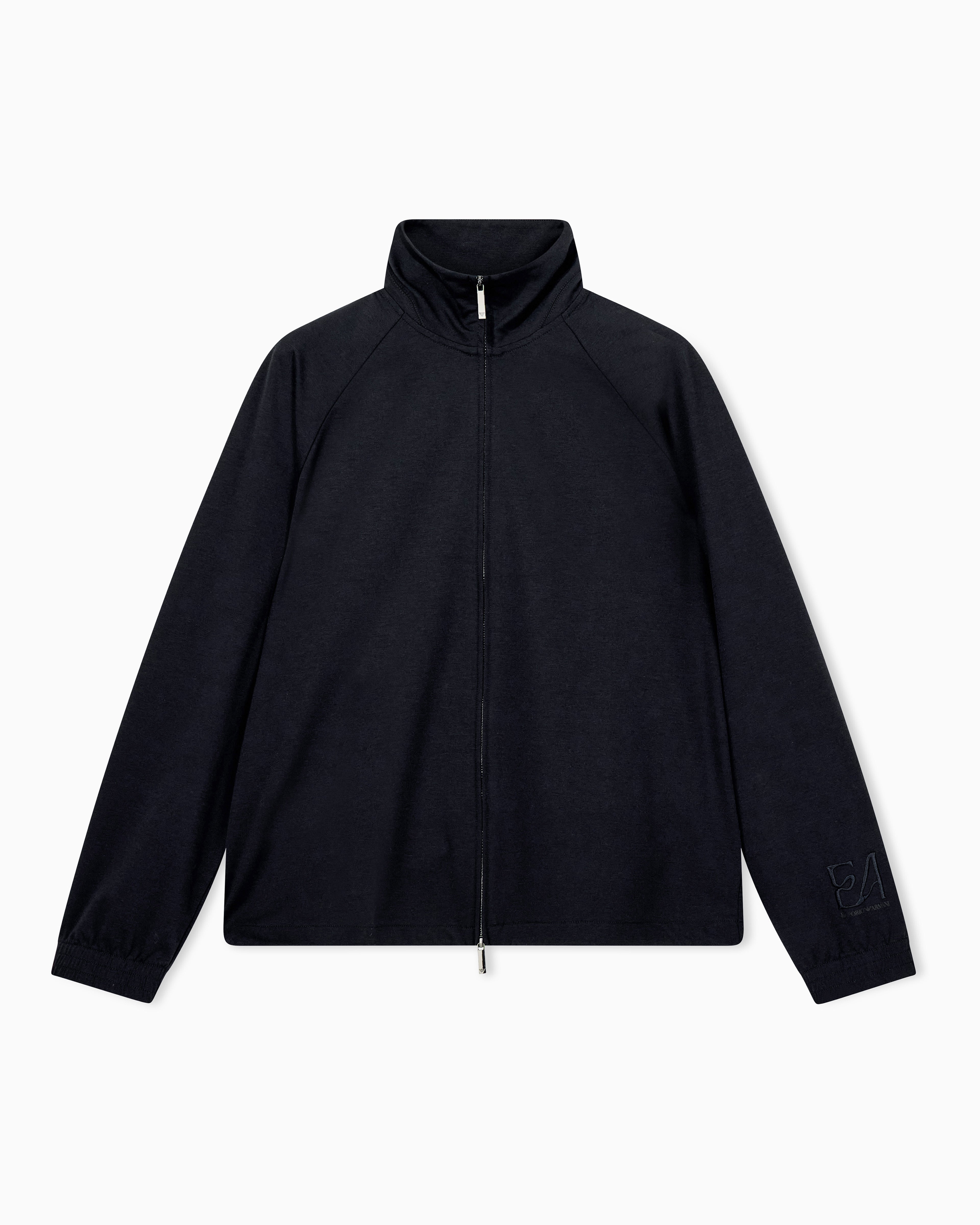 Full-zip sweatshirt in lyocell blend interlock jersey
