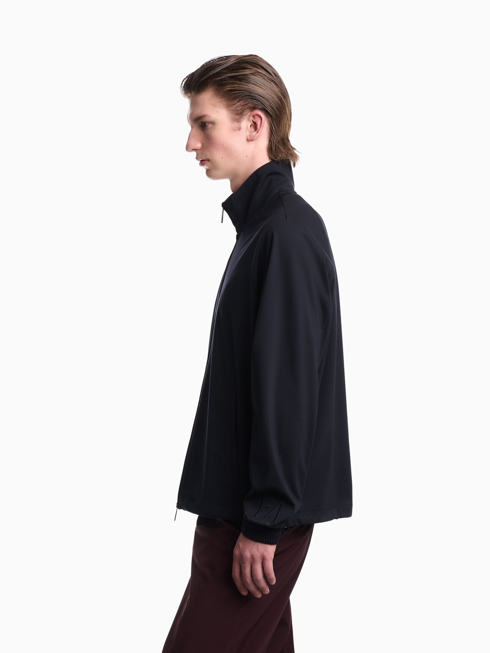 Full-zip sweatshirt in lyocell blend interlock jersey