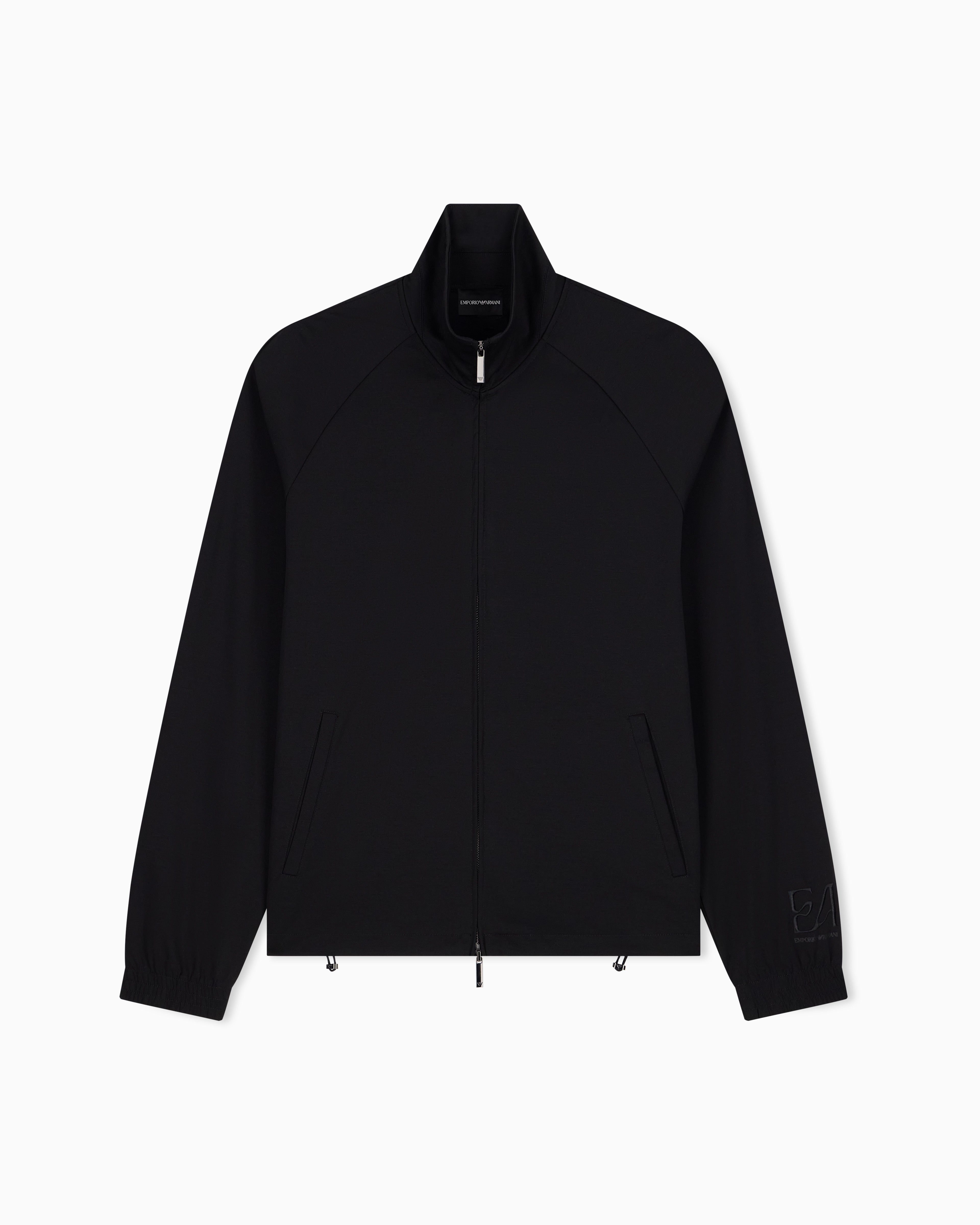 Full-zip sweatshirt in lyocell blend interlock jersey