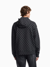 Double jersey hoodie with all-over logo print