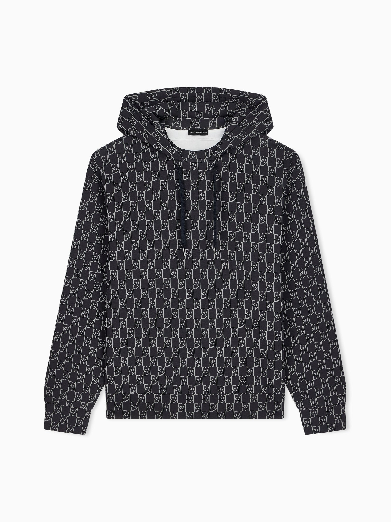 Double jersey hoodie with all-over logo print