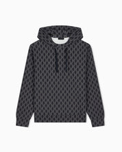 Double jersey hoodie with all-over logo print