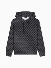 Double jersey hoodie with all-over logo print