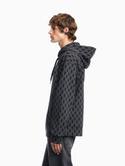 Double jersey hoodie with all-over logo print