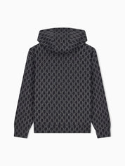 Double jersey hoodie with all-over logo print