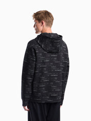 Double jersey hoodie with all-over logo print