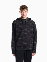 Double jersey hoodie with all-over logo print