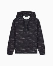 Double jersey hoodie with all-over logo print