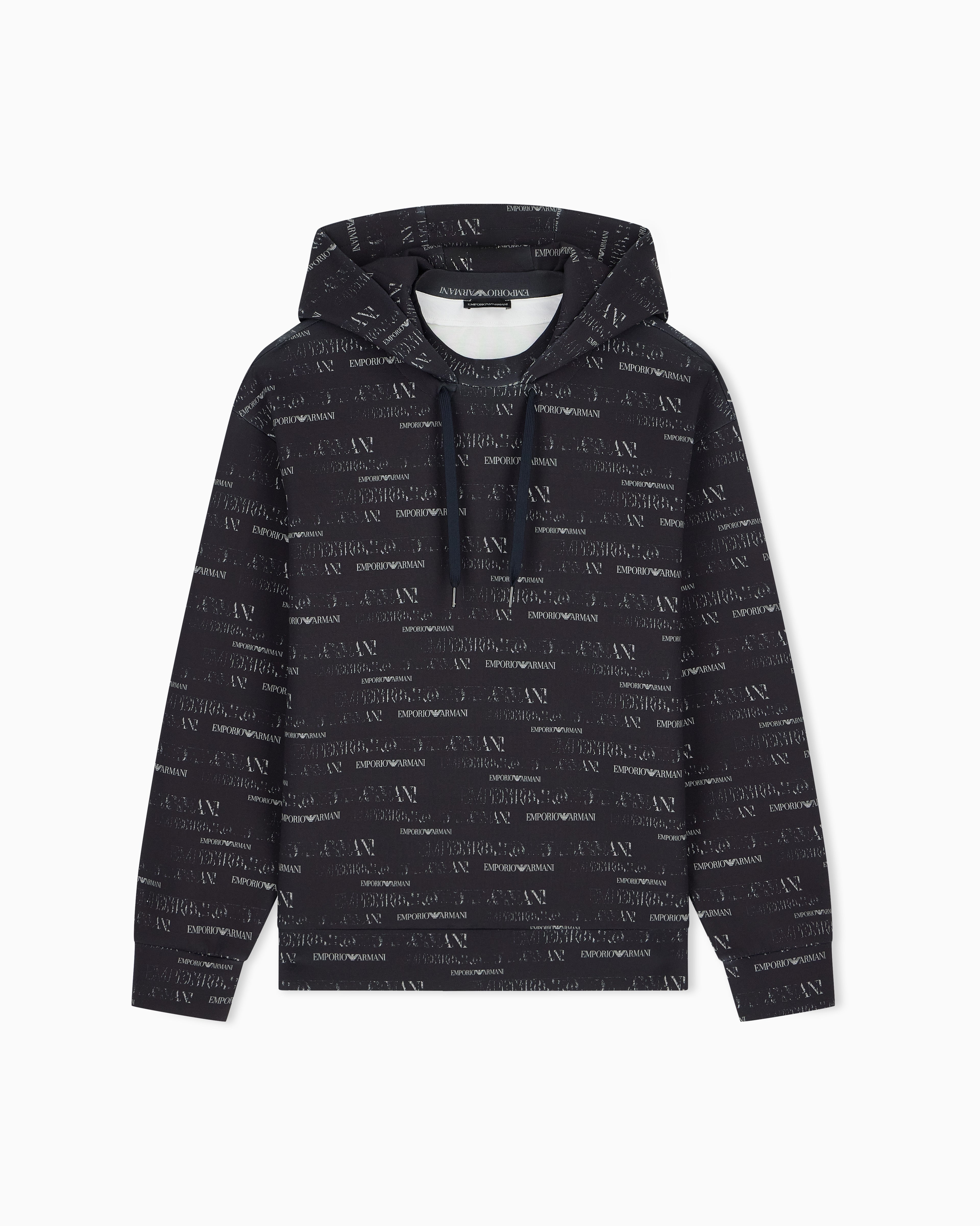 Double jersey hoodie with all-over logo print