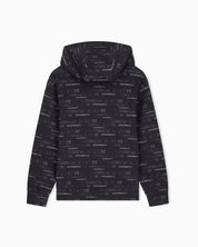 Double jersey hoodie with all-over logo print