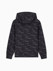 Double jersey hoodie with all-over logo print