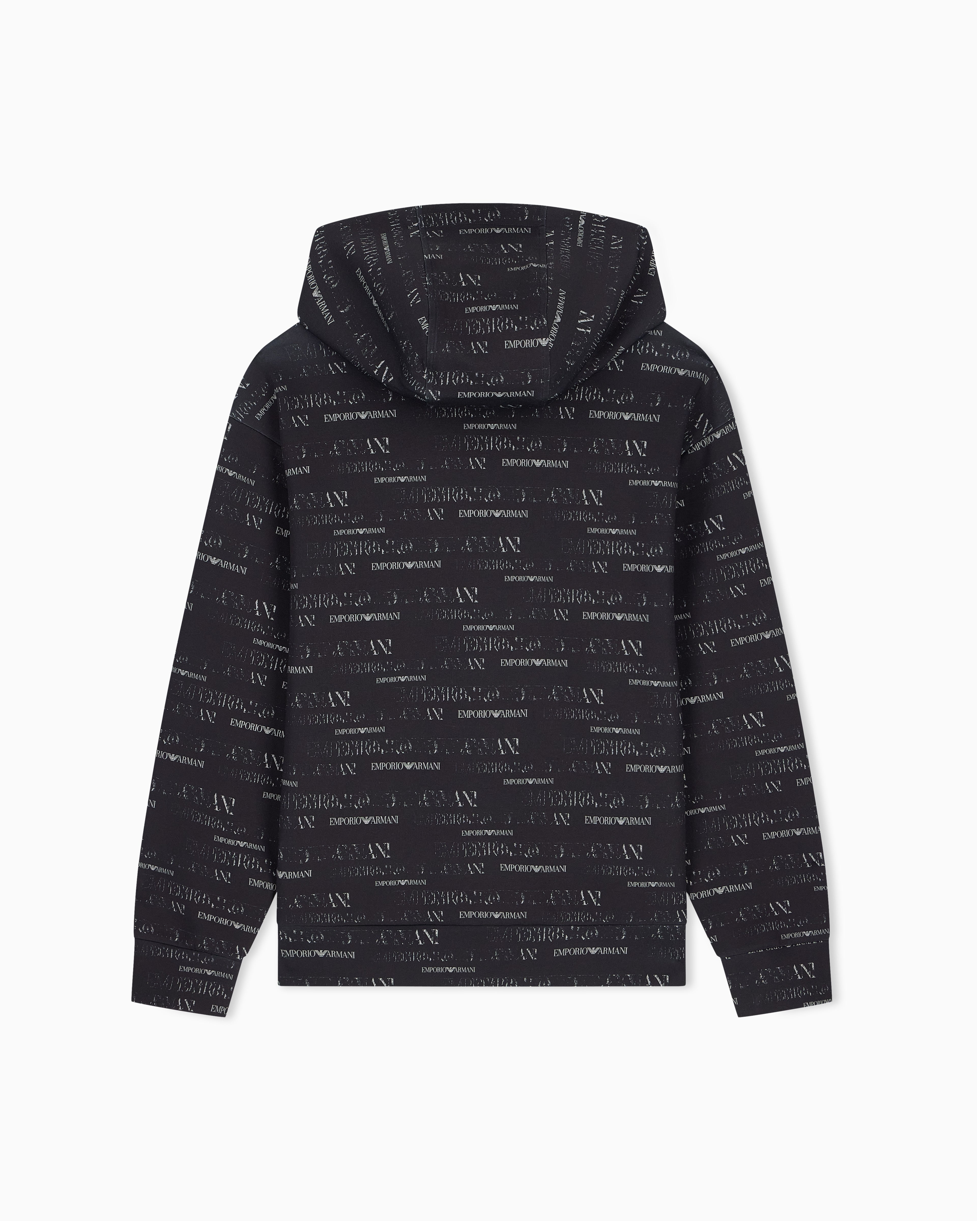 Double jersey hoodie with all-over logo print