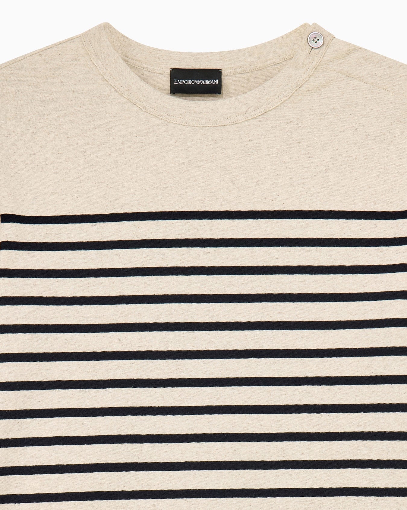 Jumper in striped cotton jersey with shoulder button