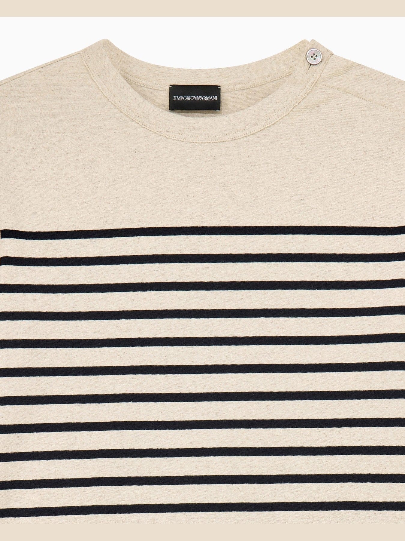 Jumper in striped cotton jersey with shoulder button