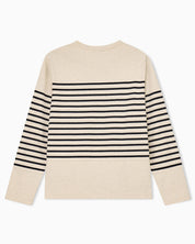 Jumper in striped cotton jersey with shoulder button