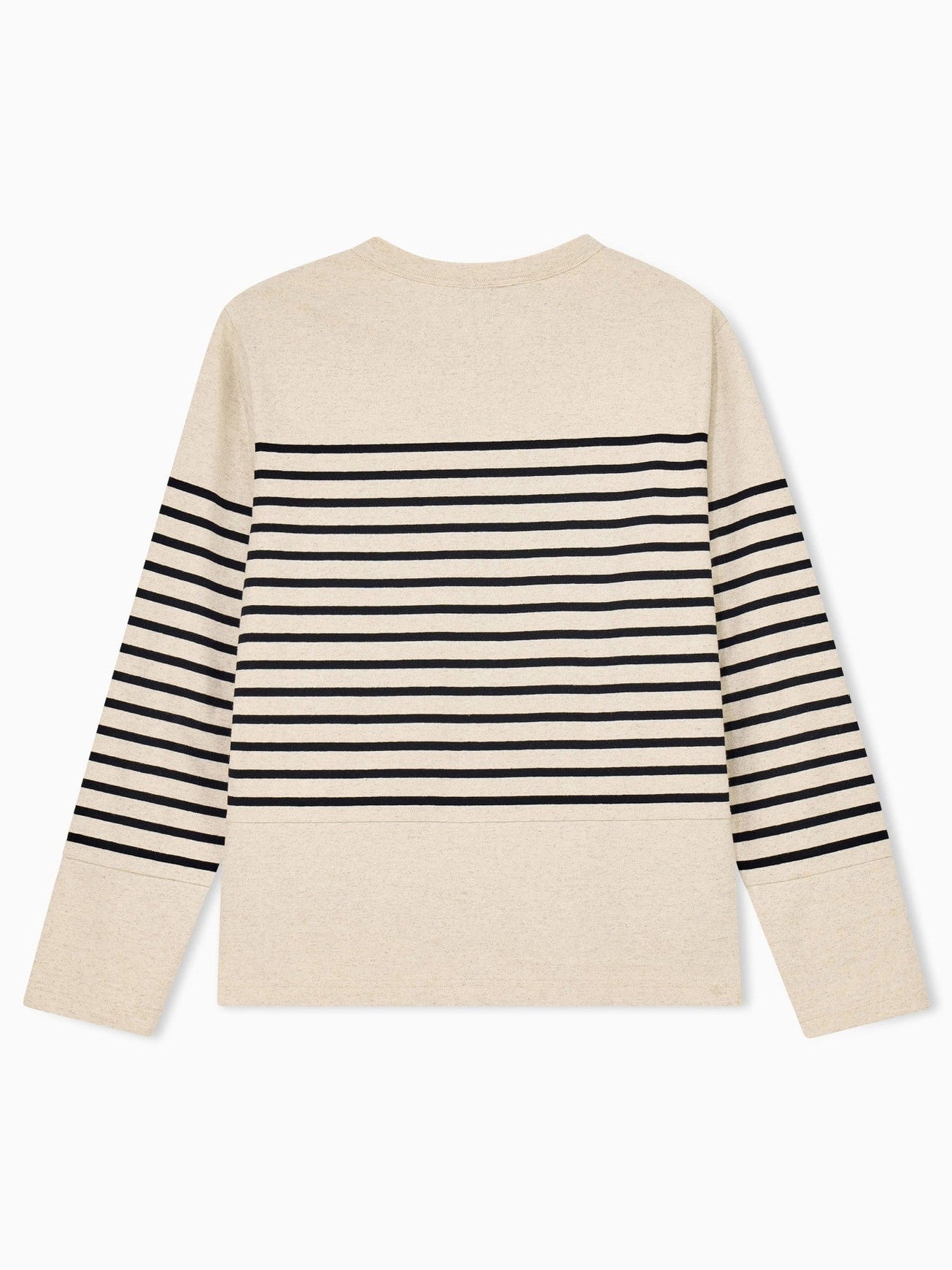Jumper in striped cotton jersey with shoulder button