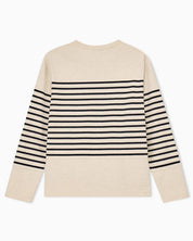 Jumper in striped cotton jersey with shoulder button