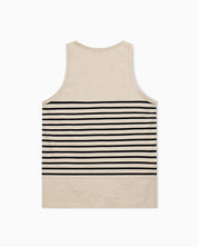 Tank top in cotton and linen jersey with horizontal stripes