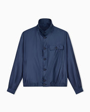 Blouson jacket in satin effect silk with a high collar