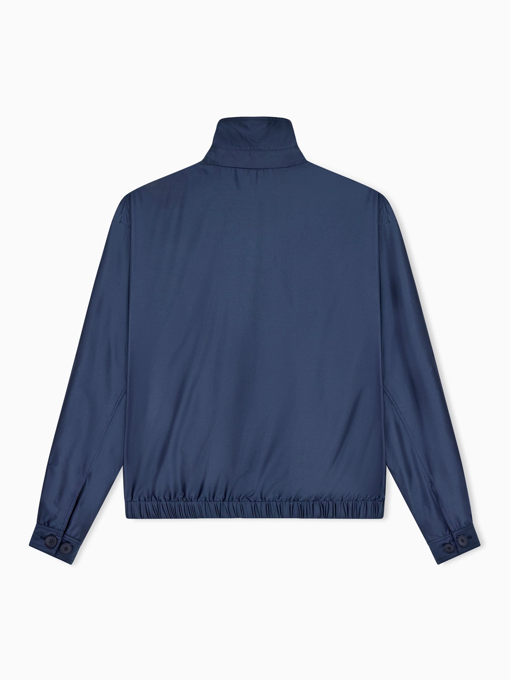 Blouson jacket in satin effect silk with a high collar