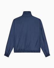 Blouson jacket in satin effect silk with a high collar