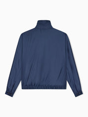 Blouson jacket in satin effect silk with a high collar
