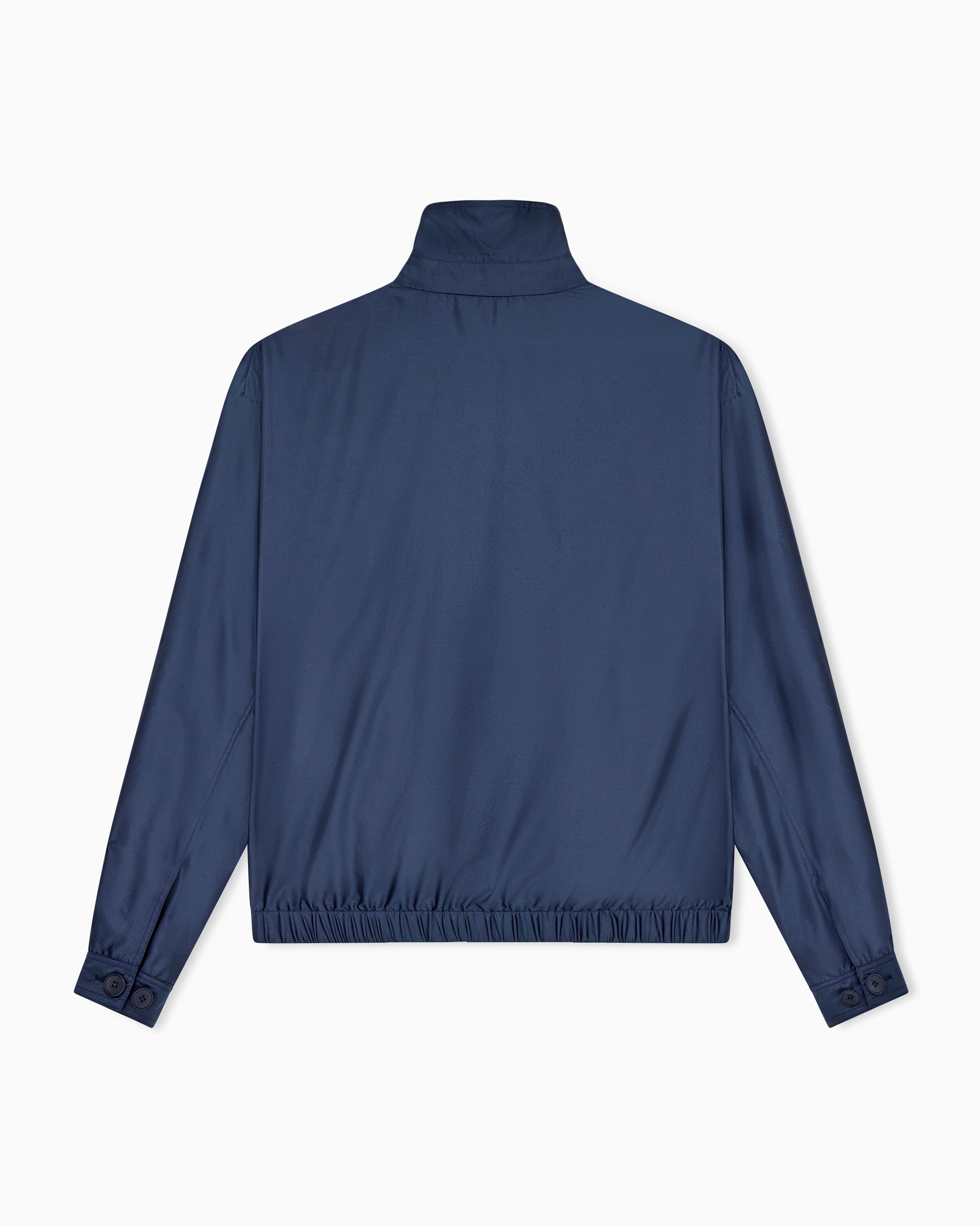 Blouson jacket in satin effect silk with a high collar