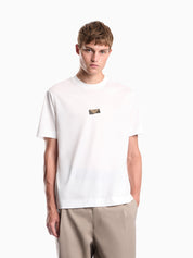 Jersey T-shirt in lyocell blend with embossed eagle and logo print