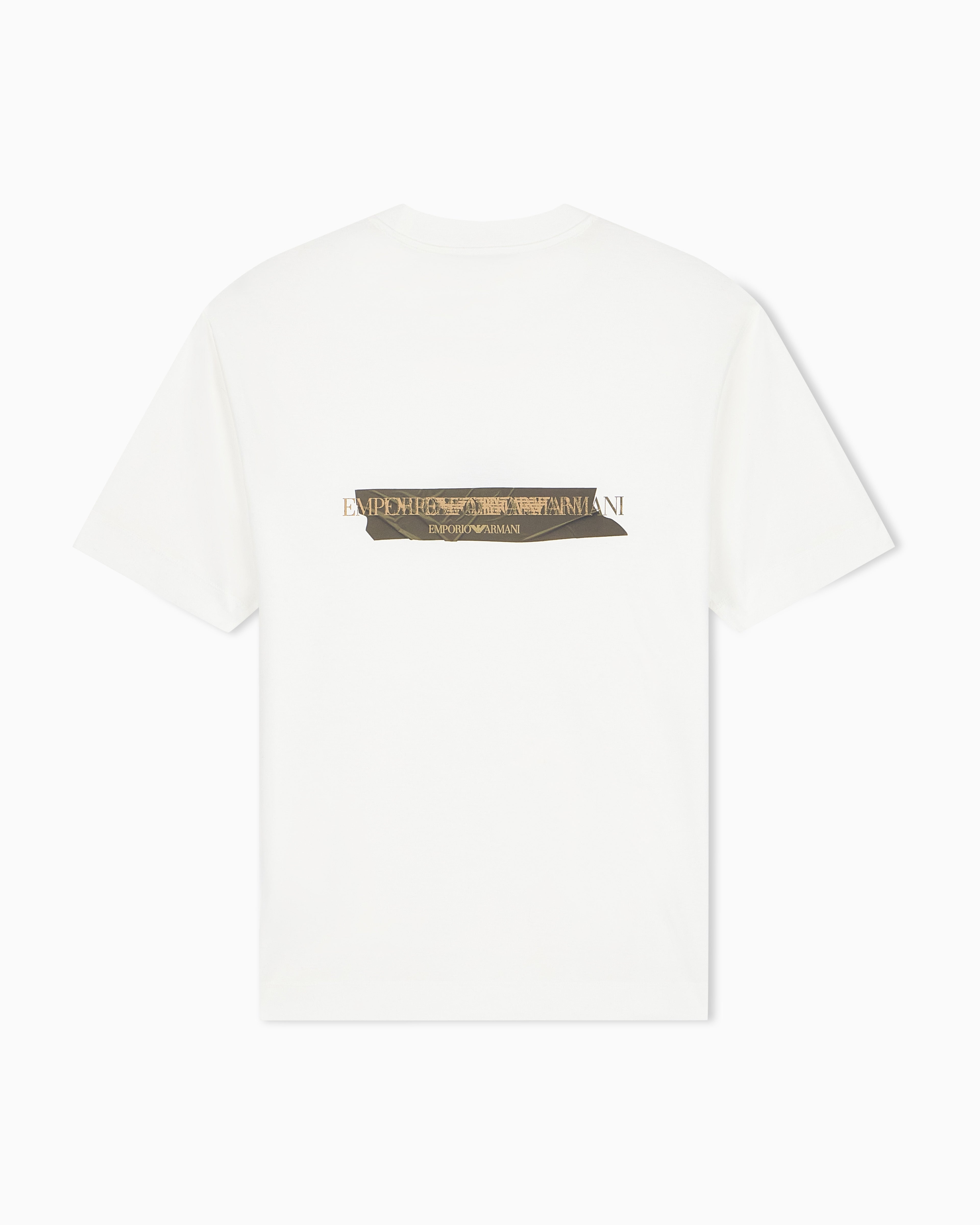 Jersey T-shirt in lyocell blend with embossed eagle and logo print