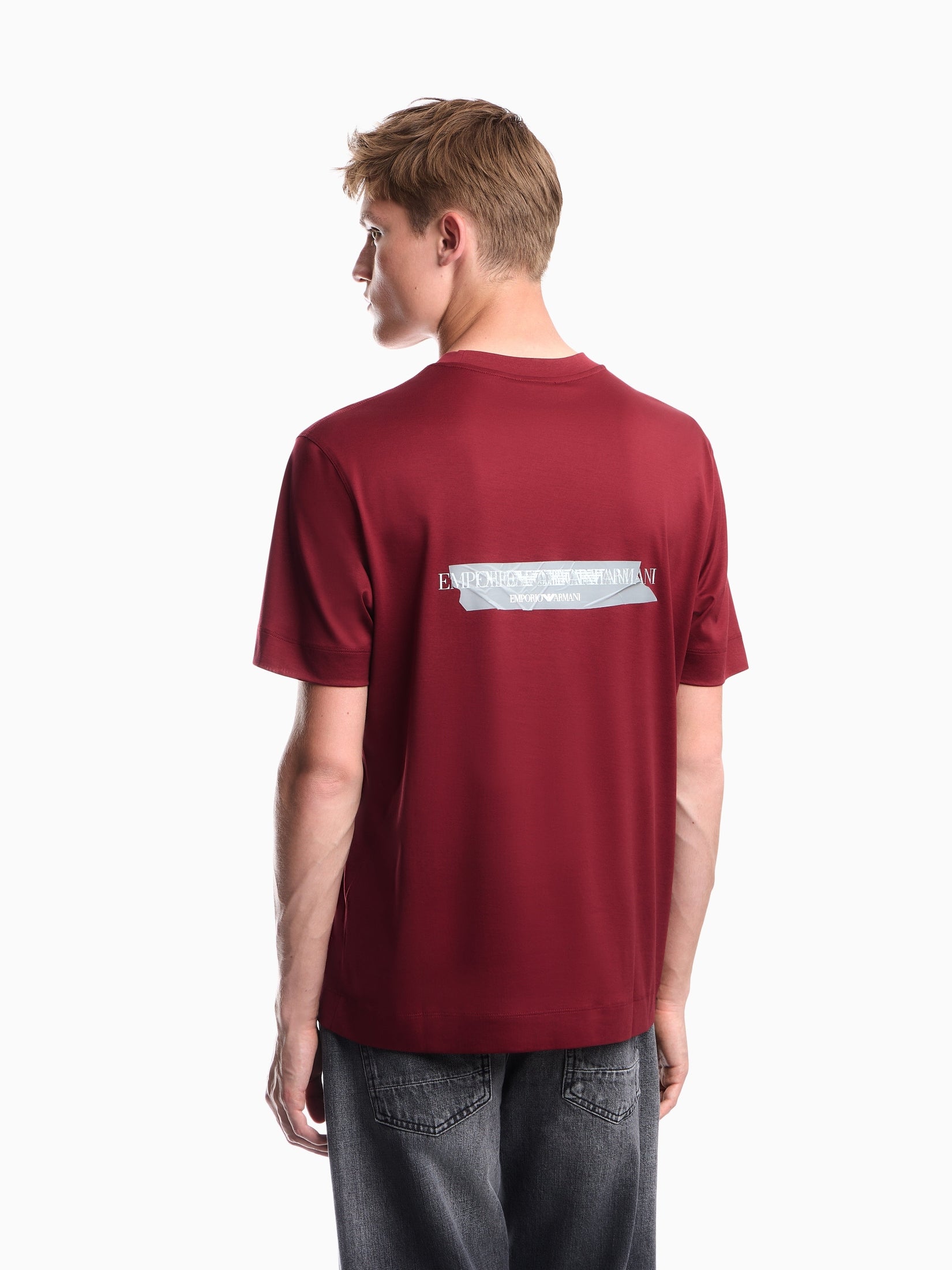 Jersey T-shirt in lyocell blend with embossed eagle and logo print