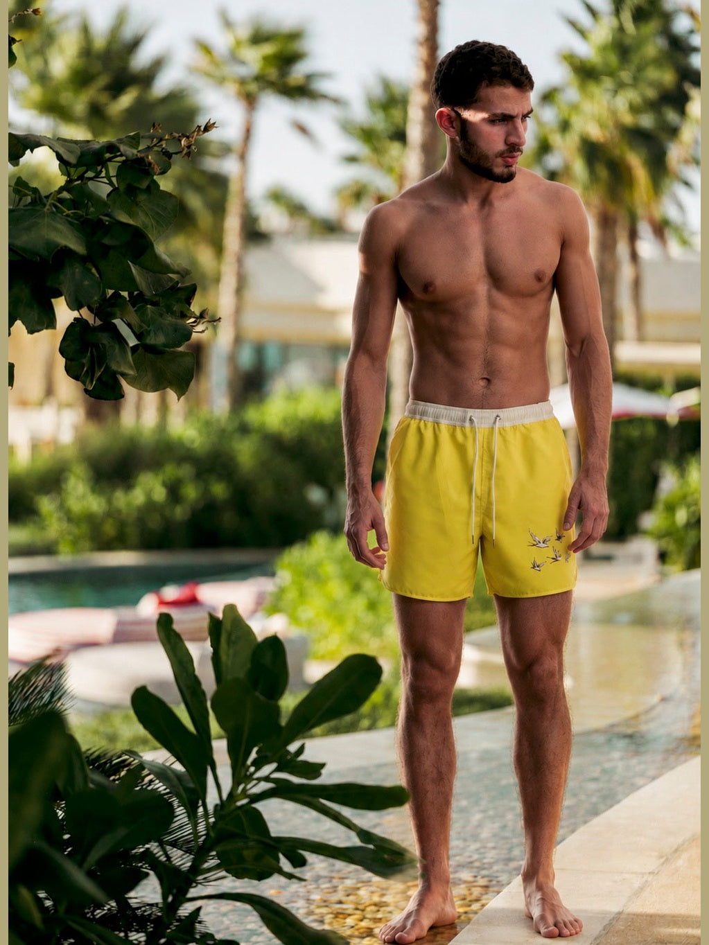 Yellow swim shorts