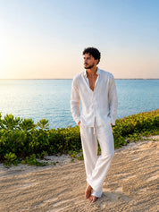 White linen pants