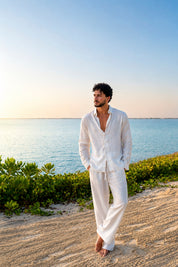 White linen pants