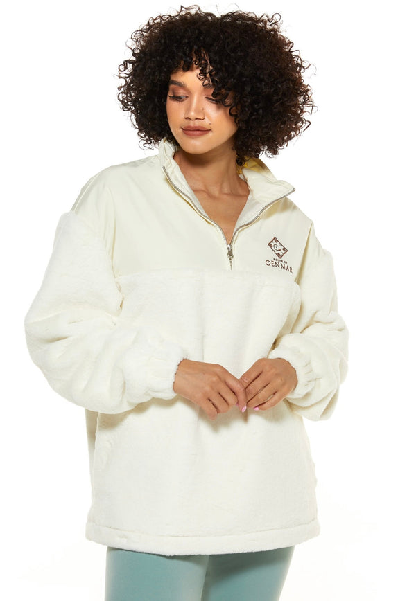 Off White Hybrid Fleece Jumper With Zip