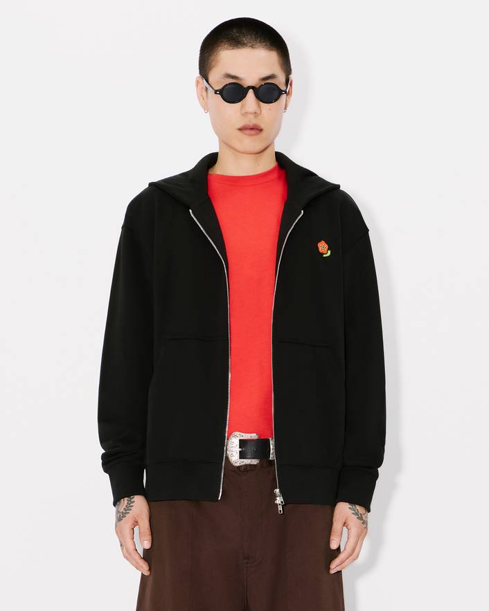 'KENZO Pop' embroidered zipped hoodie in cotton